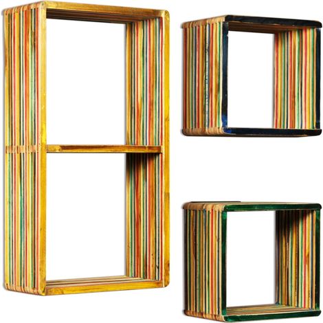 Maison Exclusive - 3-tlg. Wandregal-Set Recyceltes Massivholz Tea