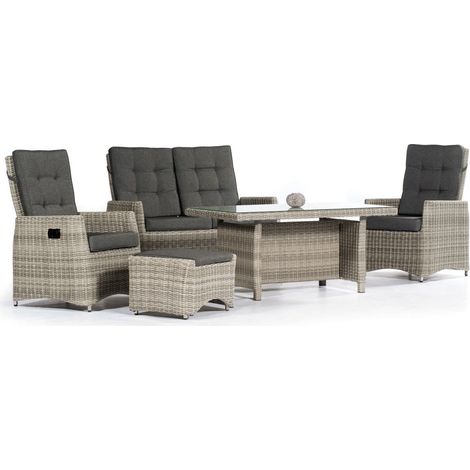 SunnySmart Roseville 5-teilige Loungegruppe Alu mit Kunststoffgeflecht grey-white (1/4)
