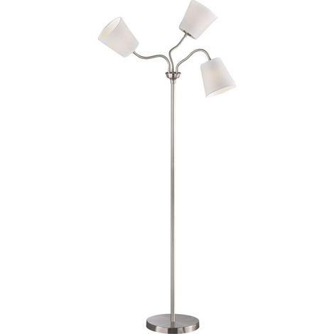 Lampadaire en Métal Nickel Mat avec Abat-jour en Tissu Gris 1 x E27 (1/5)