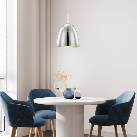 Pendelleuchte Retro Hängelampe Esstischleuchte Küchenleuchte Wohnzimmerlampe silber, Aluminium Chrom, 1x E27, DxH 25 x 132 cm