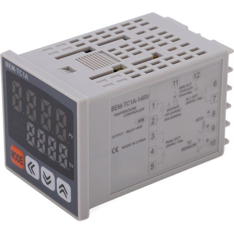 Digitaler Thermostat PID-Temperaturregler Intelligenter Relaisausgang Thermostat 100-240VAC (BEM-TC1A-14RV) (1/5)