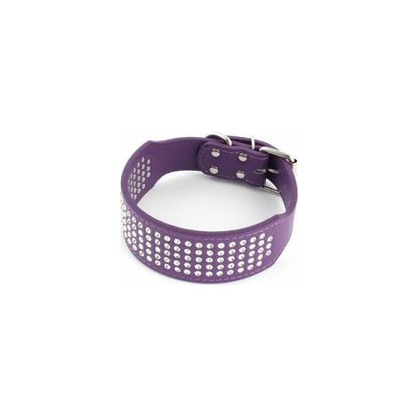 Collier décoratif en faux cuir bling pour chien, violet, XS – (1/5)