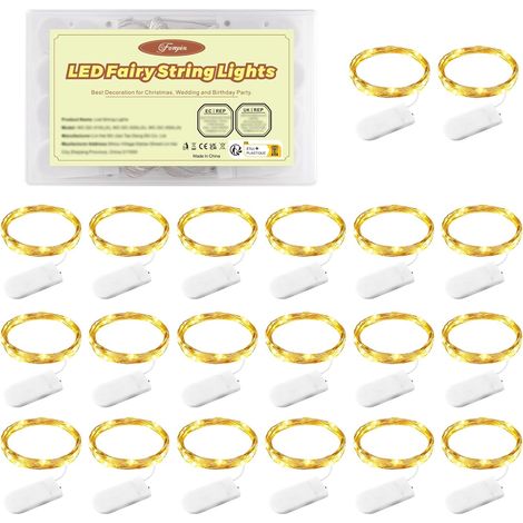 Pack of 20 Fairy Lights, 1M 10LEDs Battery Operated Fairy Lights, Mini Battery Operated LED Fairy Lights Waterproof Warm White Indoor String Lights for Christmas Wedding Party Garden Mason (1/5)