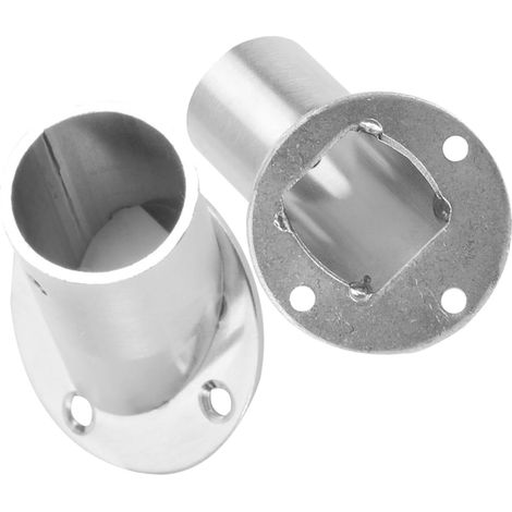 Lot de 2 supports de tringle à rideaux coudés, en métal antirouille, pour salle de bain ou balcon. Fixation murale. (1/5)