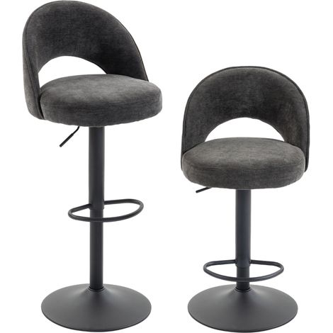 Barhocker 2er-Set, höhenverstellbar und drehbar, für Theke, Dunkelgrau (1/5)
