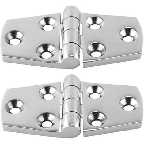 Bisagra para muebles de acero inoxidable 316 – Resistente a la corrosión – Acabado pulido espejo – Paquete de 2 – Dimensiones: 38 mm x 76 mm (1/5)