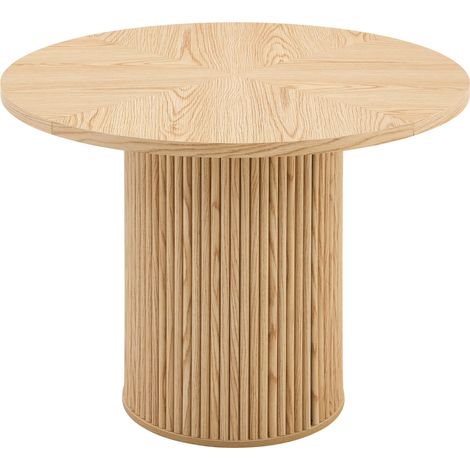 Table à manger ronde 100 cm en MDF avec pieds cylindriques, rangement intégré et montage rapide, style bois clair pour 4 à 6 personnes – CHICFURN