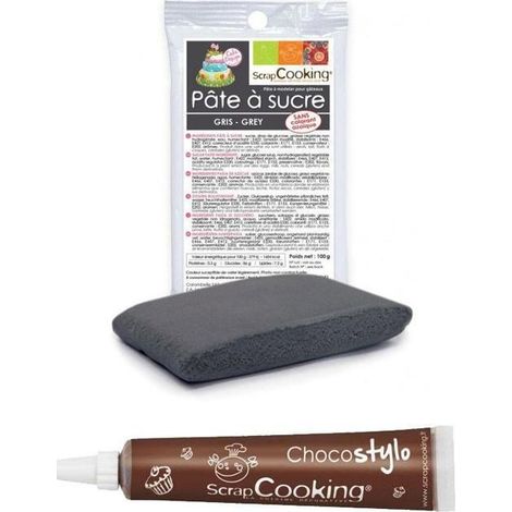 Stylo chocolat + Pâte à sucre grise 100 g