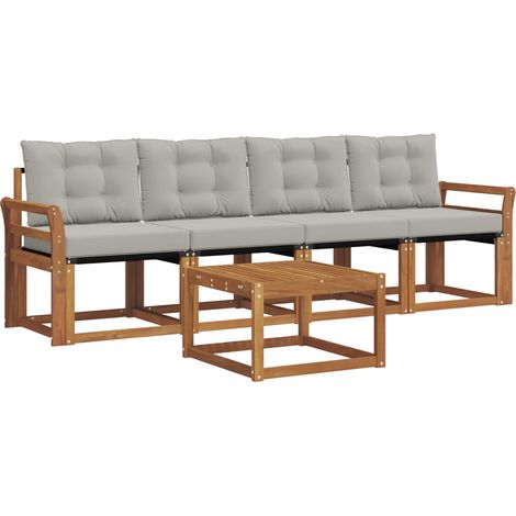 Conjunto de sofás de exterior 5 uds. Gris Natural y Claro vidaXL (1/5)