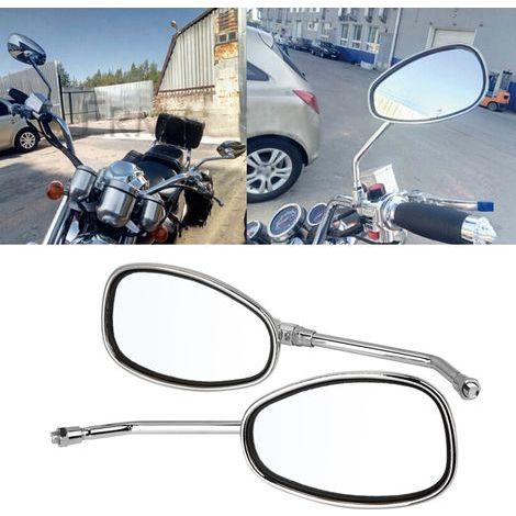 2 schwarze Retro-Motorradspiegel, 2er-Set, links & rechts am Lenker, Rückspiegel, 10-mm-Gewinde (1/5)
