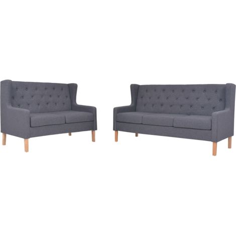 Conjunto de sofás 2 piezas tela gris vidaXL (1/5)