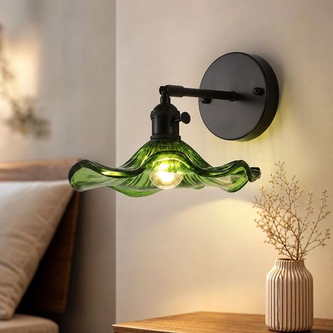 Applique murale verre épais E27 interrupteur intégré tête orientable 90° design rétro coloré pour chambre salon (1/5)