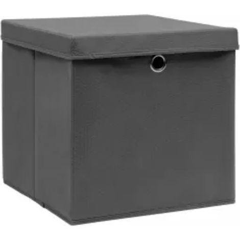 Storage Boxes with Covers 10 pcs 28x28x28 cm Grey vidaXL