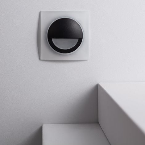 LED Wandeinbauleuchte 3W Aluminium Quadratisch Schwarz Occulare 2700K Warmweiß