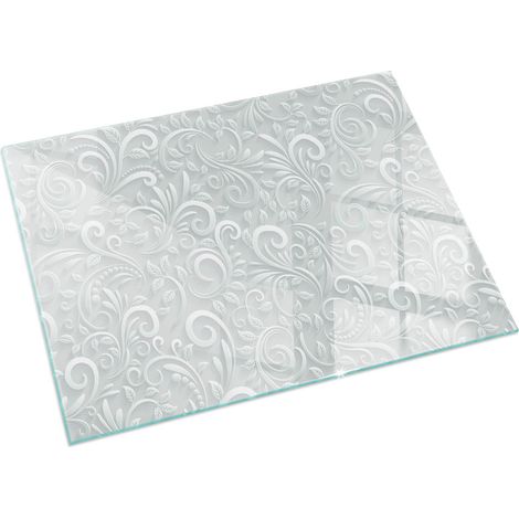 Plaque Rectangulaire décorative de sol avec impression sous cheminée protection et design Motif végétal élégant 60x40 cm (1/5)