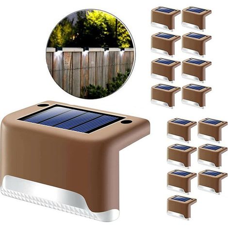 16-piece set waterproof solar fence lights – Solar deck lights, stair lights, LED solar lights for garden fences and patio steps (1/5)