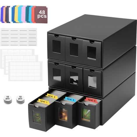 Trintion Premium Sammelkarten-Aufbewahrungsbox Trading Card Organizer mit 48 Farb-Trennwänden MTG Deck Box mit Commander Display Kartenlagerung für TCG PTCG Yu-Gi-Oh und Sportkarten (9-600er-Boxen)