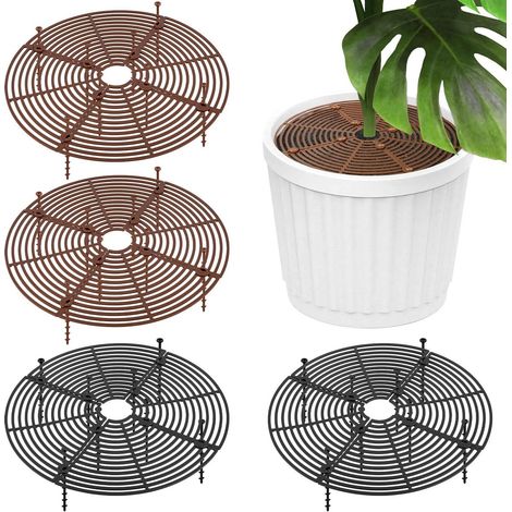 Grille Pour Pot De Fleurs - Protection Contre Chats Et Enfants - Découpe Libre - Compatible Avec La Plupart Des Pots - 4 Pièces