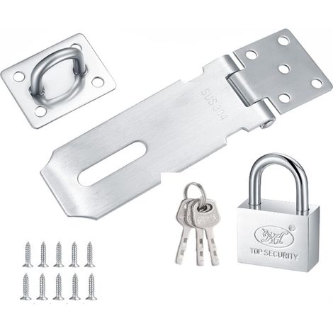 Loquet De Porte - 10 cm - Acier Inoxydable - Pour Portes Intérieures Et Extérieures - Kit Complet Avec Serrure 3 Clés Et 10 Vis (1/5)