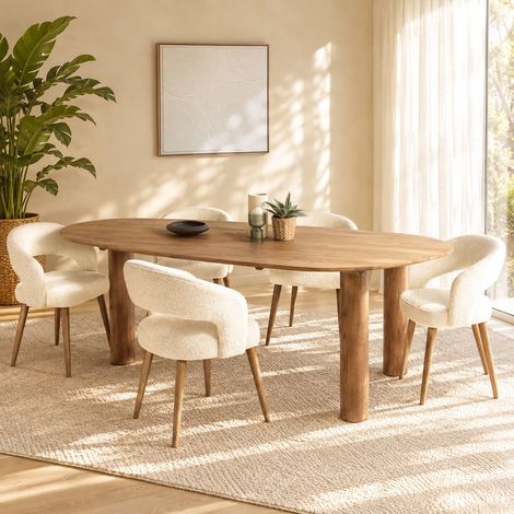 SIXTINE - Table à manger 260x120cm en bois de teck recyclé (1/5)