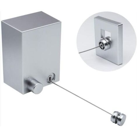 Corde à linge rétractable extérieure et intérieure monobloc de 4,2 m (argent) - 8,1 11,6 5,9 cm