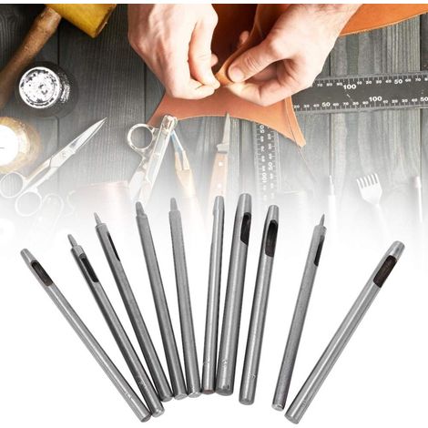 Lot de 10 outils de perçage et de poinçonnage pour ceinture en cuir de 0,5 à 5 mm (1/5)