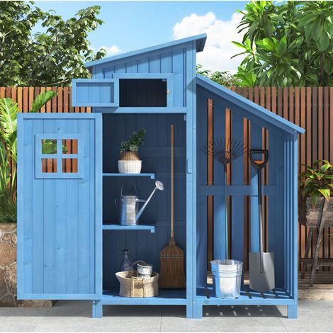 Mueble armario de jardín azul con baldas y almacenaje OKMYHOME (1/5)