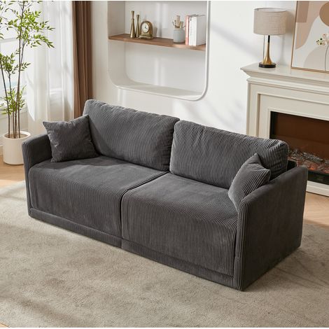 Canape convertible gris 182 cm, design minimaliste HAVRYA (1/5)