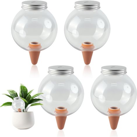 Globes d'Arrosage pour Plantes,4 Pièces 550ML Arrosage Plante Vacances, Arrosage Automatique Interieur Cône d'Arrosage, Goute a Goute Arrosage (1/5)