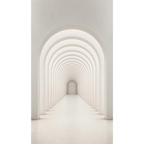 A.S. Creations – Papier peint panoramique trompe l'oeil blanc – Motif 3D – Lessivable et brossable – Raccordable – Résistance à la lumière (1/5)