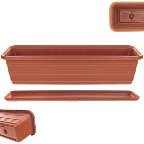KADAX Blumenkasten mit Untersetzer im Set, mit oder ohne Blumenkastenhalterungen, Balkontopf aus Kun