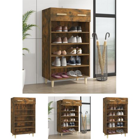 Prolenta Premium Schuhschrank Räuchereiche 60x35x105 cm (1/5)
