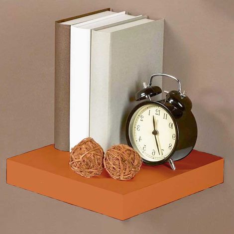 Mensola Parete Quadrata Scaffale 25x25x4cm Libreria Legno MDF Arancione Moderna (1/3)