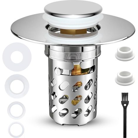 Bonde de Lavabo Pop Up Set, Cuisine 6×5×2.5cm Filtre Lavabo Bouchon Lavabo Salle de Bain avec Valve de Vidange Push Open pour Lavabo, Baignoire (1/5)