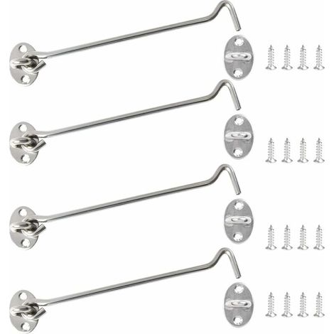 4-teiliges Set Kabinenhaken aus Edelstahl mit Schlössern und Schrauben, Tür-/Fensterriegel, Kabinentürverschluss, Kabinenösenhaken, Schlösser für Kabinen, Tür- und Fenstersicherheit, Schraubmontage (1/4)