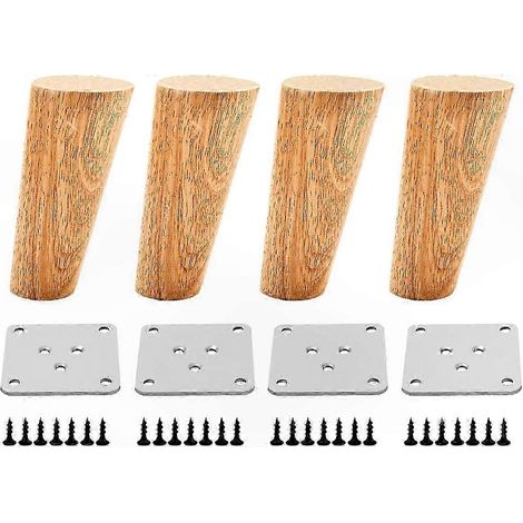 Pieds de meubles avec plaques de fixation, pieds de table en bois pour canapé, table basse, meuble TV et plus encore, vis incluses pour une installation facile, 10 cm x 10 cm (1/5)