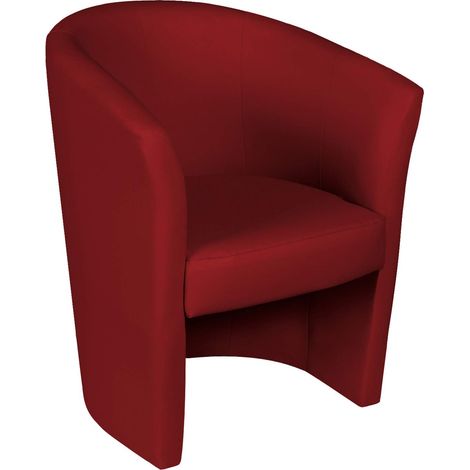 Fauteuil Abrera, Fauteuil de salon, Siège rembourré, Chaise avec accoudoirs en simili cuir, 64x63h76 cm, Rouge (1/4)