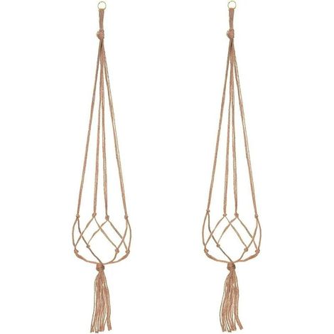 Paquets Suspension Plante Macramé, Pot Suspendu Plante, pour Suspendre Pot de Fleur Plante Suspension Suspendue Décoration Balcon Maison, 4 Jambes en Corde, 105 cm，2Pcs (1/5)