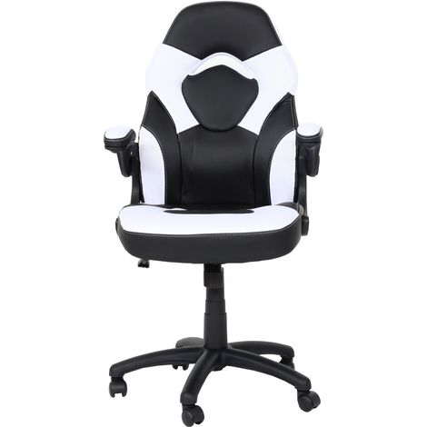 Poltrona sedia da ufficio ergonomica regolabile girevole HHG-585 ecopelle nero bianco