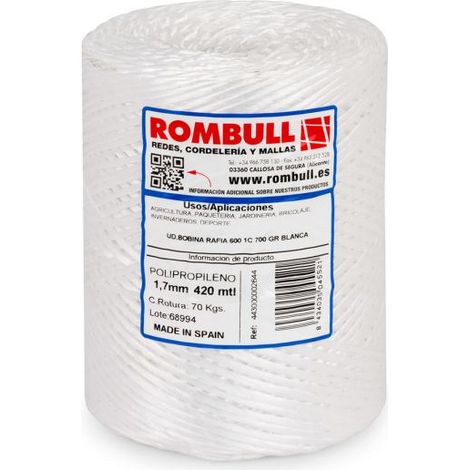 HILO RAFIA POLIPROPILENO 1 CABO 600 M/KG Ø 1,7 MM 700 GRS BLANCO - 443000002644 (1/2)
