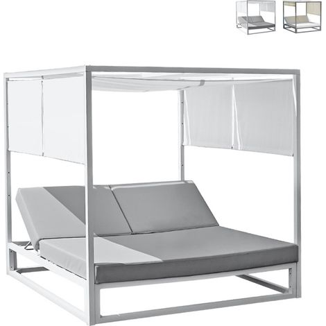 Gazebo baldacchino letto matrimoniale reclinabile 195x195x200cm bianco grigio Oasi (1/5)