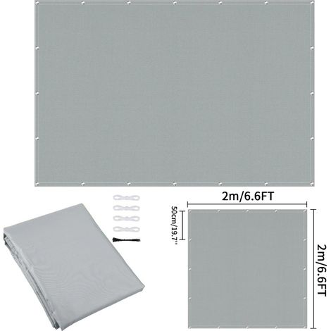 (Gris clair 200x200CM) Tissu pare-soleil imperméable avec perforations, convient aux clôtures de jardin et aux pergolas, résistant aux UV. (1/5)