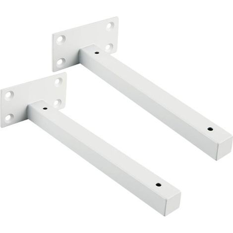 Support d'étagère flottante invisible et robuste pour étagères en bois dissimulées, fixation murale, finition métal blanc givré, lot de 2 (1/5)