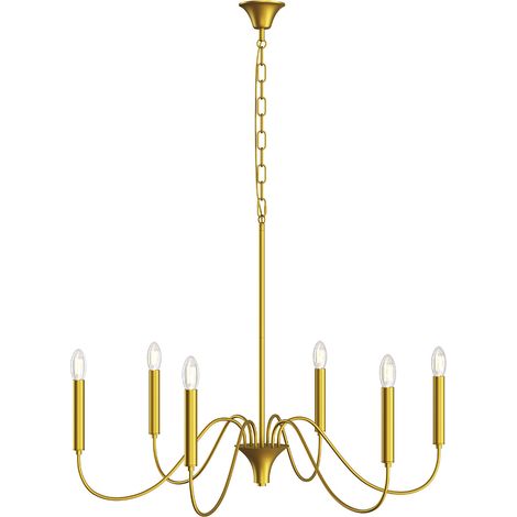 Suspension dorée à 6 bras – Style chandelier moderne en métal - Vintessa Doré