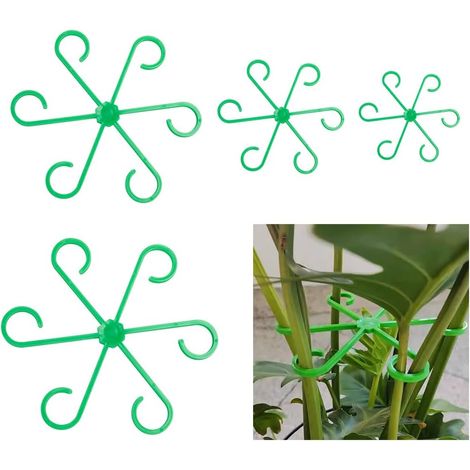 Lot de 16 tuteurs (4 ensembles) pour plantes grimpantes, supports de tige réutilisables, crochets de treillis, accessoires de croissance pour fleurs et légumes - cadre d'attache et stabilisateur de pl (1/5)