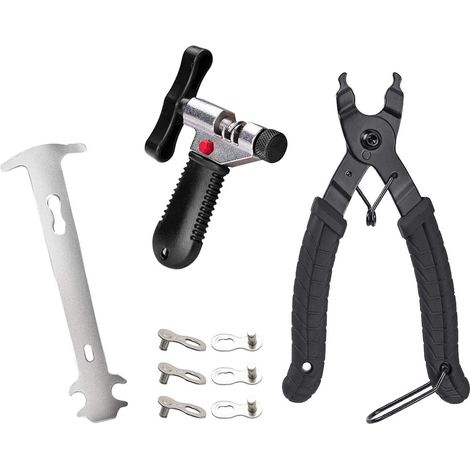 9Pcs Bike Chain Tool Set, Bike Link Pliers + Chain Breaker Tool + Chain Checker, Chain Wear Indicator, Opening Tool, Closing Removal Pliers, Chain Breaker Tool (1/5)