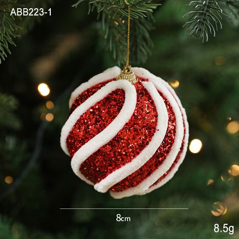 Décoration de Noël boule en mousse texturée rouge et blanc 8.5g (1/2)