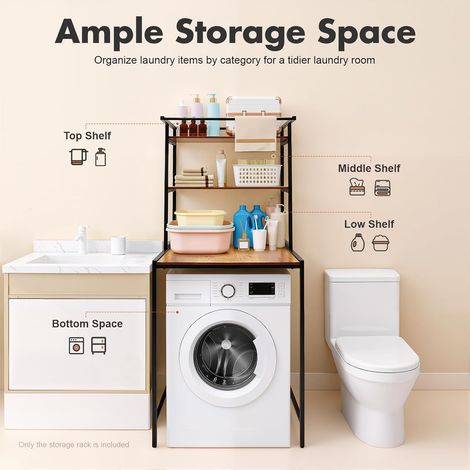 Over Washer and Dryer Shelves, 3 Tiers Heavy Duty Laundry Room Storage Rack Freestanding Washing Machine Storage Shelves for Bathroom 6960176.5cm (1/5)