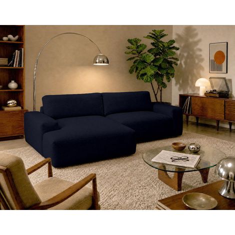 Tama - canapé d'angle gauche 4 places convertible avec coffre en tissu - bleu marine (1/5)