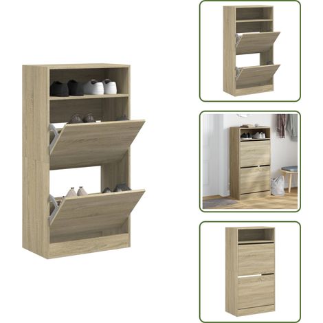 Armoire à chaussures chêne sonoma 60x34x116cm Bois d'ingénierie - Meuble Chaussure - Range Chaussures - Armoire Chaussure - Rangement Intérieur - Meuble Entrée (1/5)